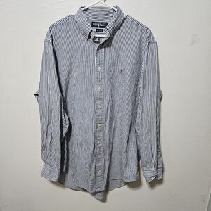 Ralph Lauren Yarmouth Cotton Striped Long Sleeve Button Down Shirt Size 16-35